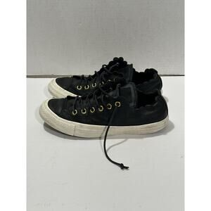 CONVERSE CT All Star Ox Womens Sz 7 Frilly Thrills Black Leather Scalloped Shoes